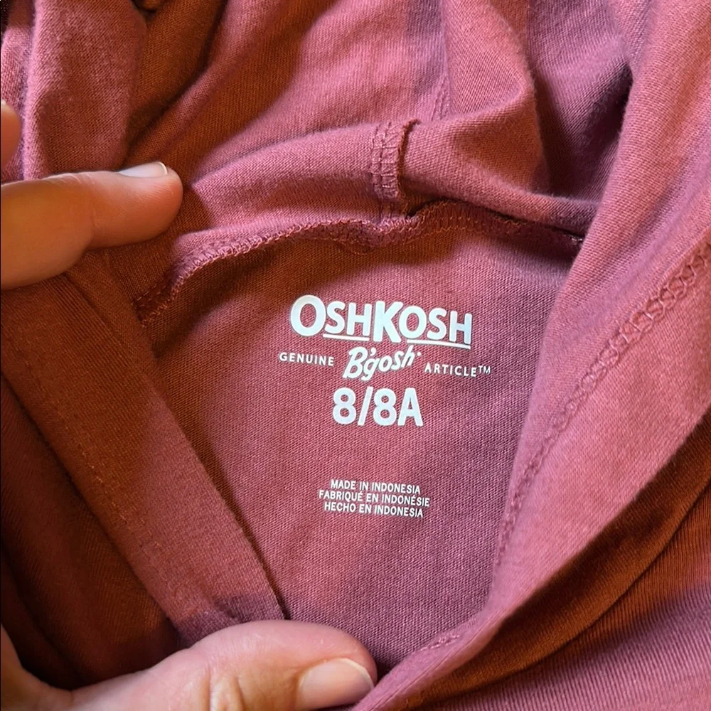 OshKosh B'gosh Maroon and Cream Hooded boys short sleeve Shirt size 8